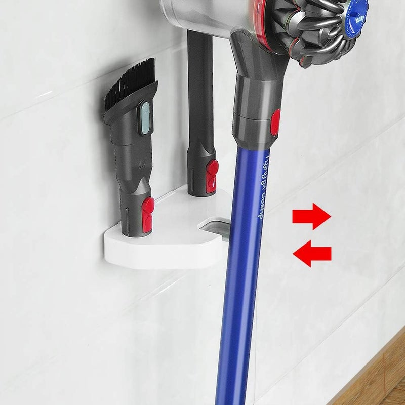 Liboer Universal Vacuum Wall Mount Bracket Compatible with Dyson V8, V7, V6 and Other Brands (4.2-4.96 Inch Handheld) - White Plastic Mounting Bracket - Image 4